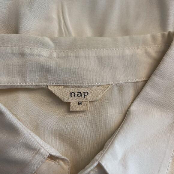 Nap Loungewear Size‎ Medium Women's Oversized Cupro Button Down Shirt in Cream - Picture 11 of 12